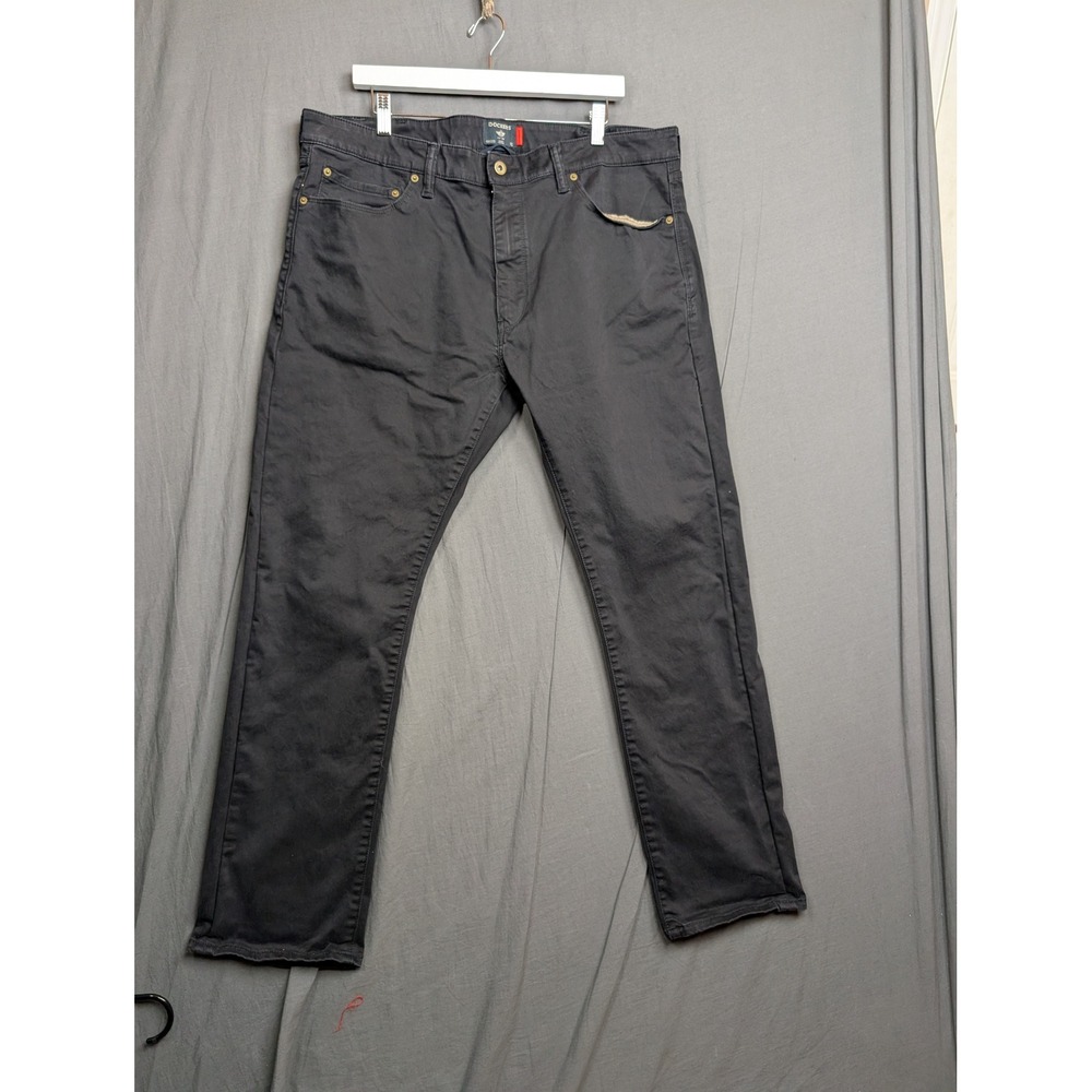 Dockers Supreme Flex Slim Fit Chino Pants Mens 38 Black 5-Pocket Casual Trousers